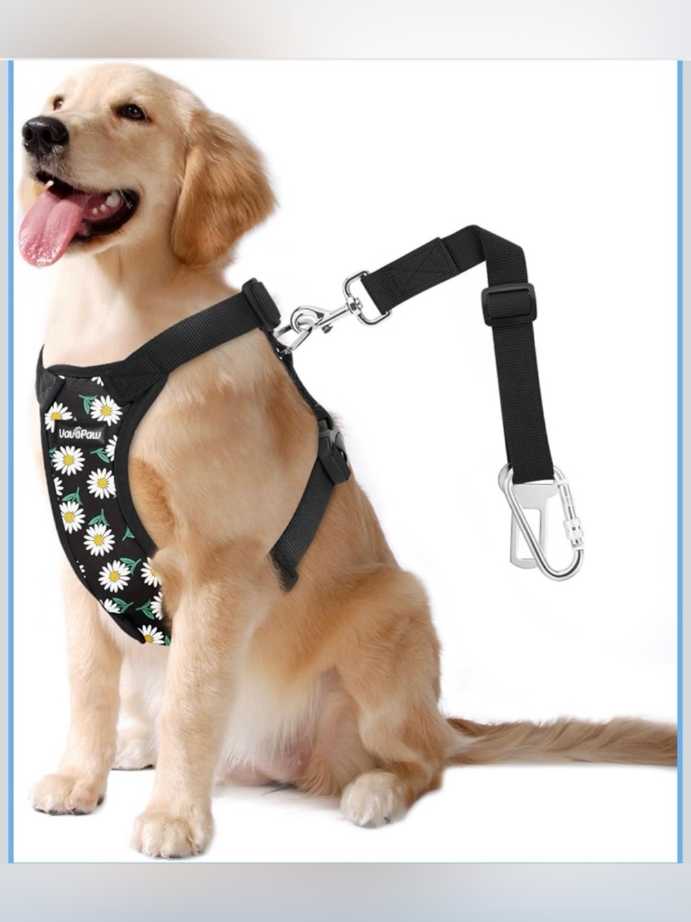 VavoPaw Dog Vehicle Safety Vest Harness -
Black Daisy L. 2925/dc-1:v
